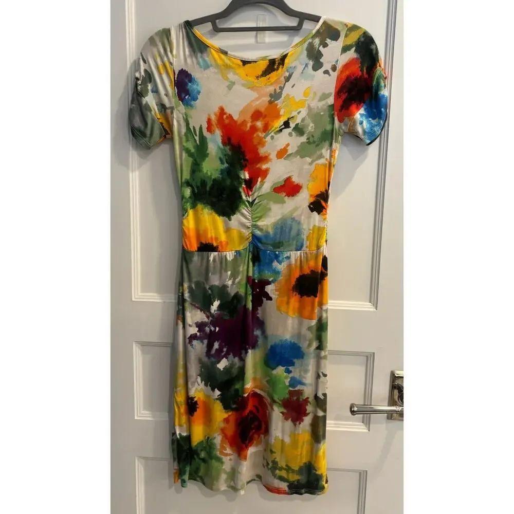 Anthropologie Weston Wear Size XS Watercolor Gathered Hemlock Dress - Picture 2 of 4